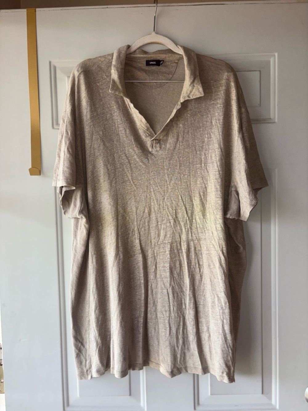 Vince beige linen collared shirt size XXL